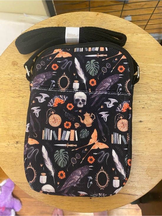 Handbags - Black Gothic Print Crossbody Bag